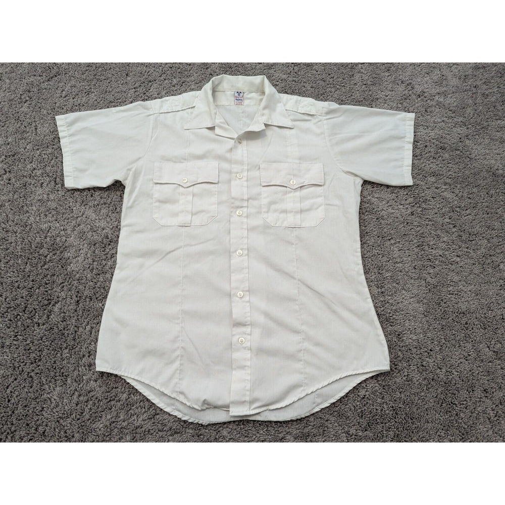 Vintage Flying Cross Duro Poplin Button Up Shirt Men's 16 Ivory Military